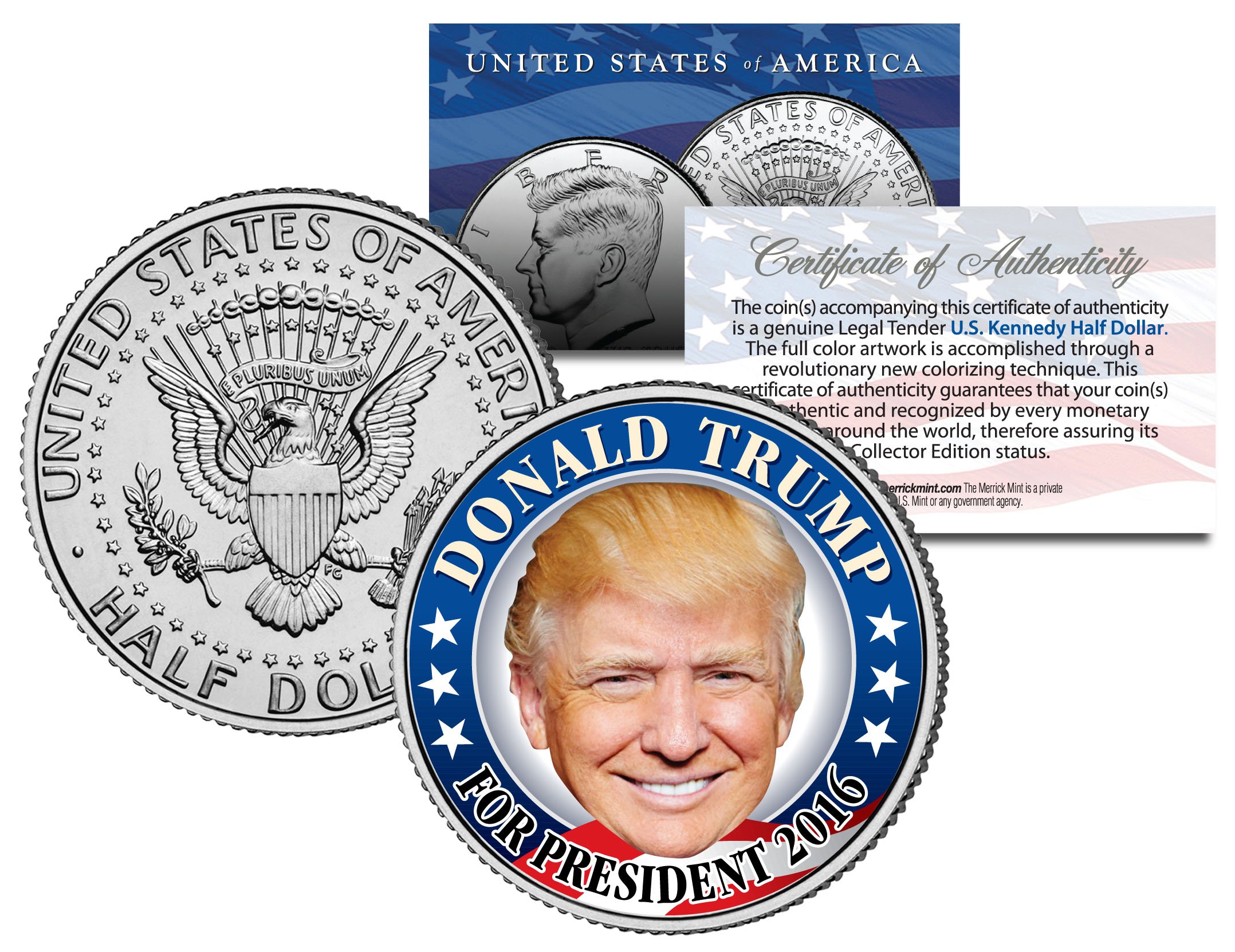 Amazon.com: DONALD TRUMP FOR PRESIDENT 2016 Colorized JFK Half